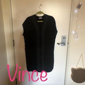 VINCE Sz 12 Black Shift Dress w/ White Stitching